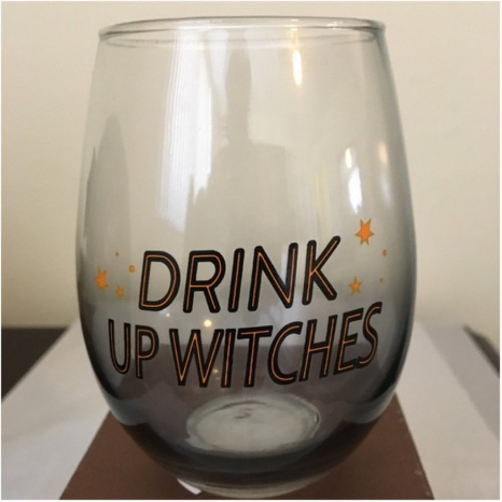 "Drink Up Witches" Halloween Wine Glass